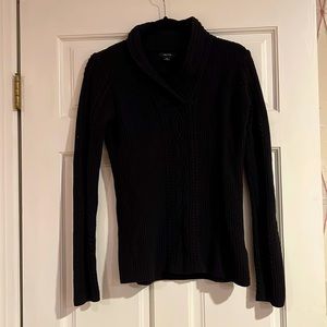 Nautica Black V Neck Sweater with Thick Collar